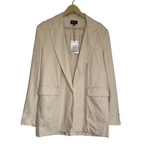 Revolve Bardot Jacket Women Medium Charlie Casual One Button Blazer Linen Blend